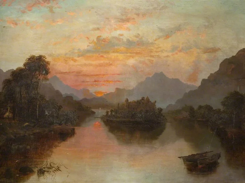 1849-Hume Nisbet - Lago delle Highlands con castello in rovina